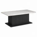 Table basse rectangulaire blanche et noire en MDF effet marbre 120 x 60 x 45 cm