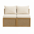 Canapé de jardin 2 places beige en acacia massif et rotin PE 120 x 75 x 75 cm