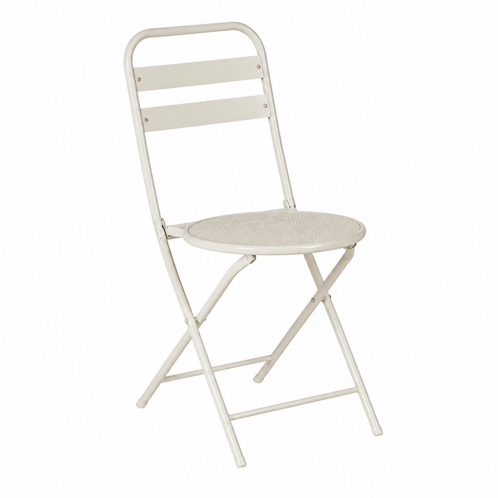 Chaise de jardin pliante beige en acier à assise arrondie 42 x 52 x 80 cm