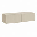 Meuble TV à 2 portes beige en panneaux MDF rainurés 140 x 40 x 45 cm