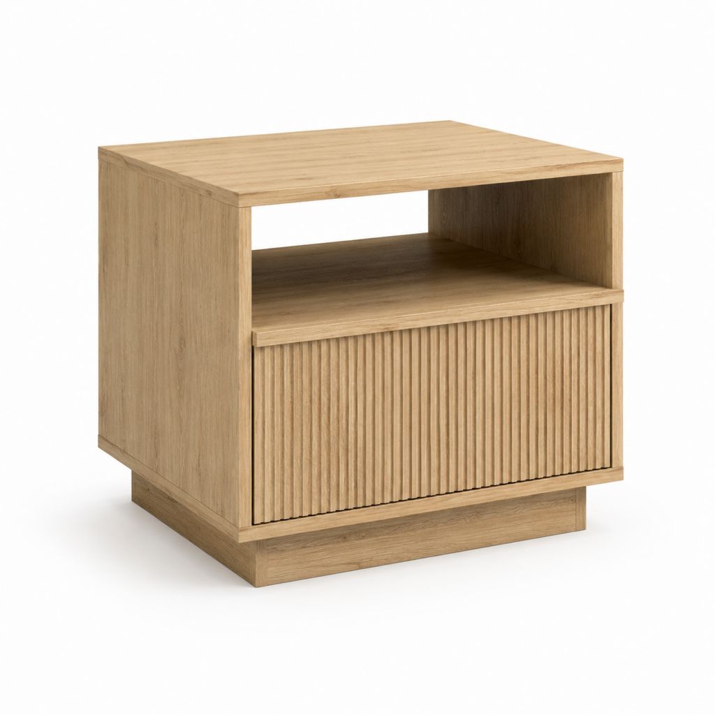 Table d’appoint avec rangement chêne clair MDF plaqué chêne rectangulaire 50 x 40 x 55 cm