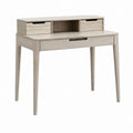 Bureau secrétaire rectangulaire beige en hévéa massif et MDF plaqué chêne 100 x 50 x 95 cm
